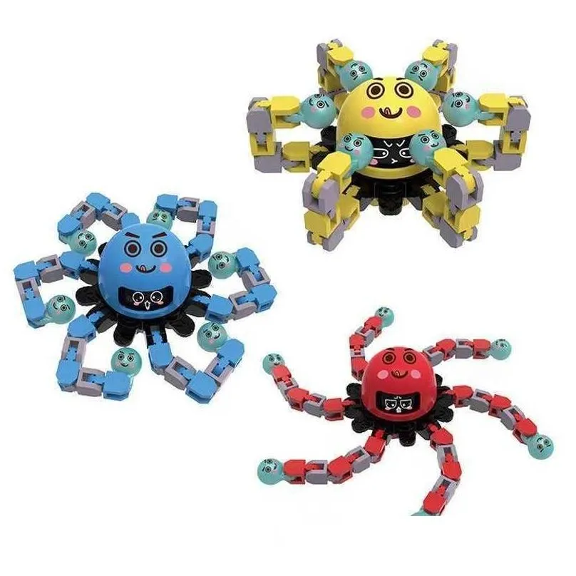 fidget toys noctilucent mechanical gyroscope fingertip spinner deformed chain octopus decompression diy toy for children
