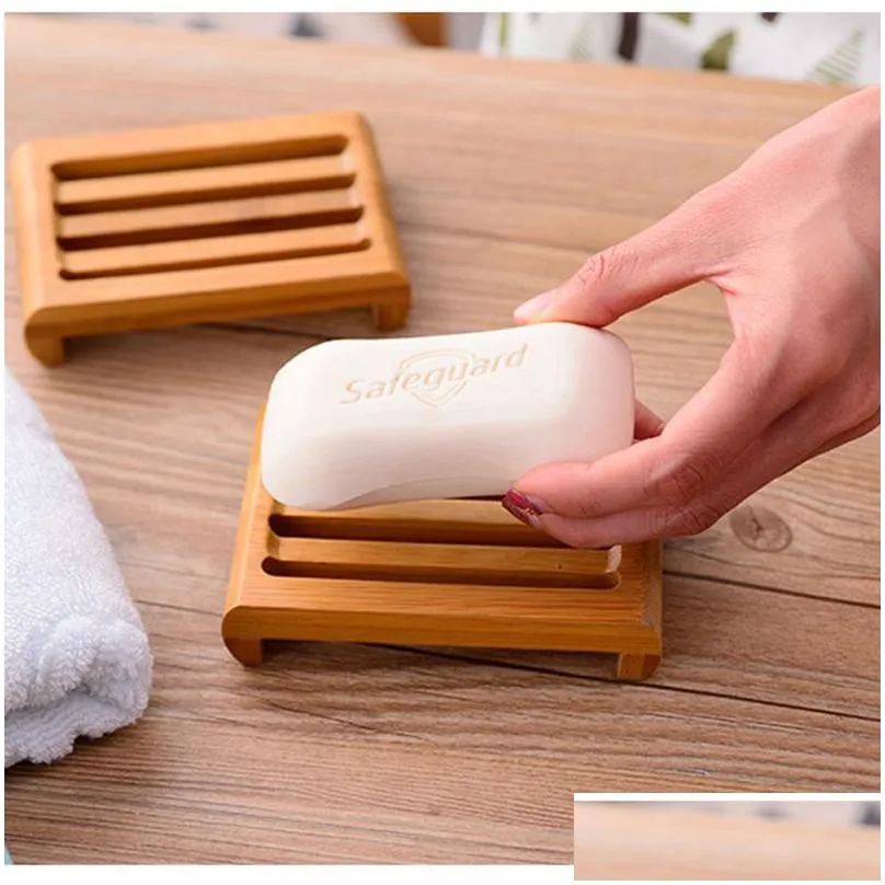 Wooden Manual Square Soaps Dishes Eco-Friendly Drainable Soap Dish Tray Round Shape Solid Wood Storage Holder Bathroom Accessories BH5072