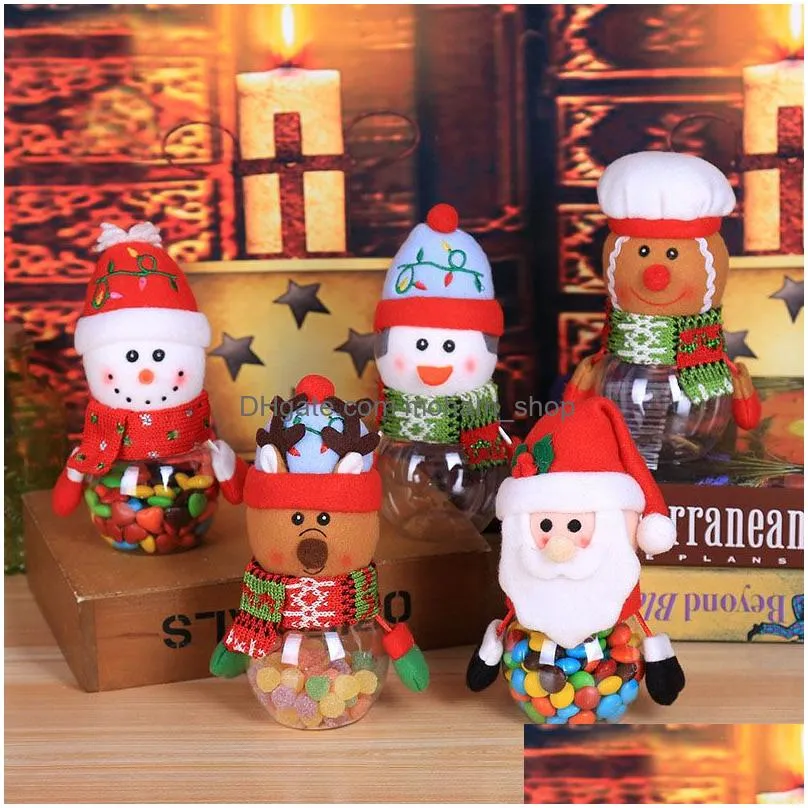 christmas candy cans plastic transparent gift boxes elderly snowmen elk christmas supplies decorative childrens small gifts