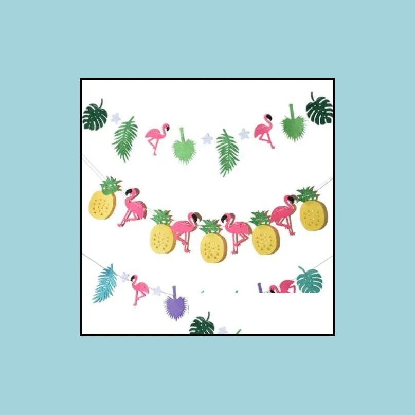 hawaiian tropical flamingo pineapple banner felt flag garland bunting summer party wedding christmas hen night baby shower decoration