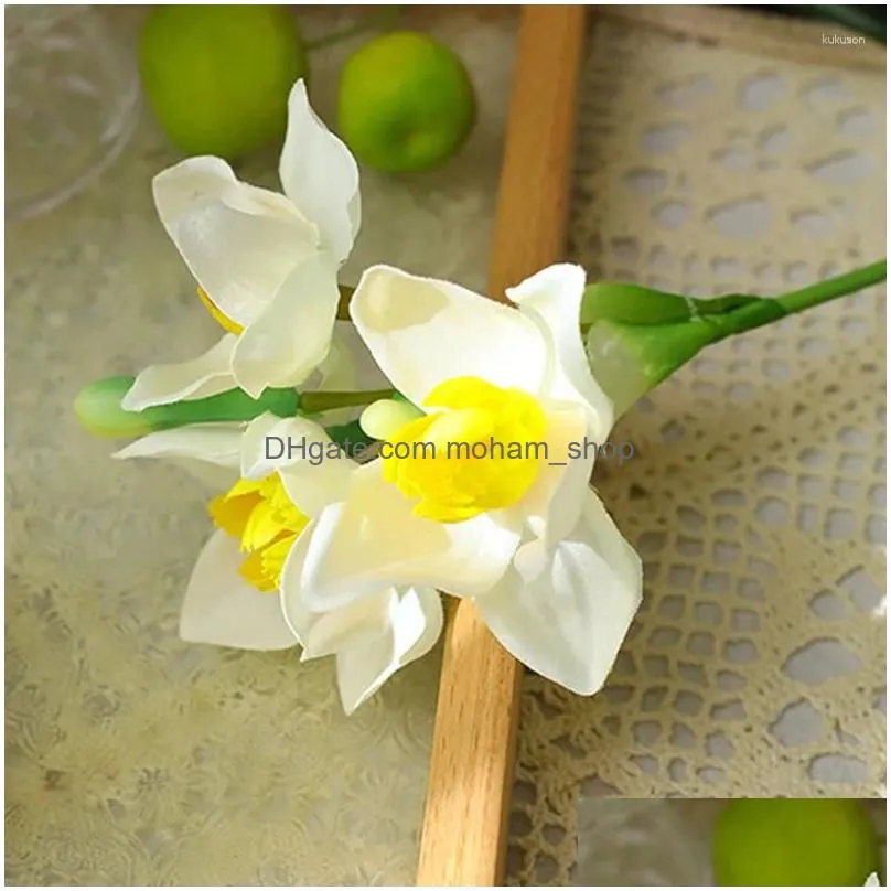 decorative flowers simulation flower single branch daffodil nordic small  indoor table decoration silk material pastoral natural