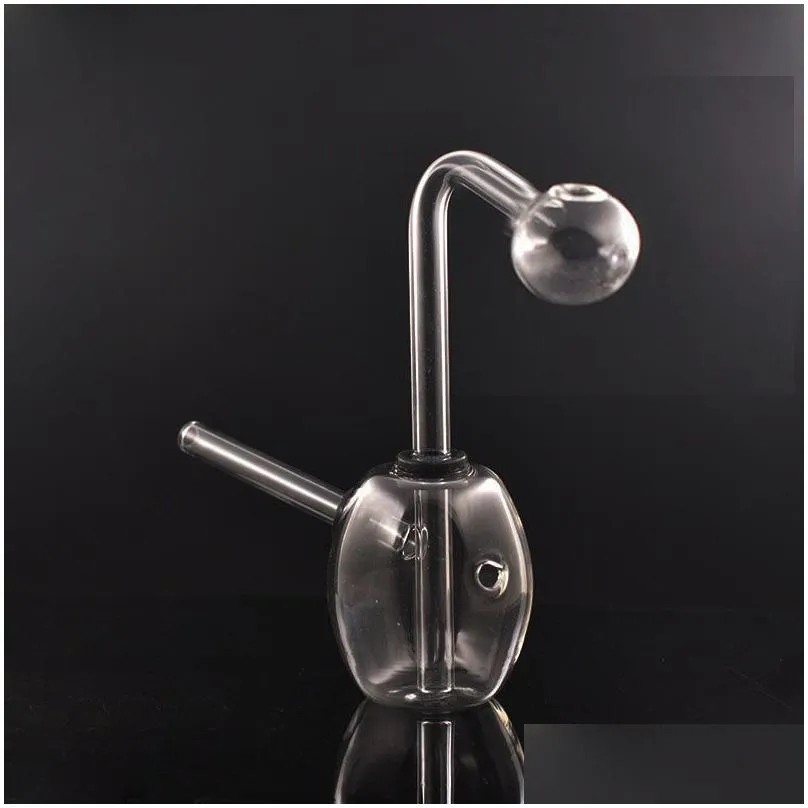 wholesale glass oil burner bong hookah water pipes with carb hole thick pyrex clear portable heady recycler dab rig hand bongs for smoking with oil burner