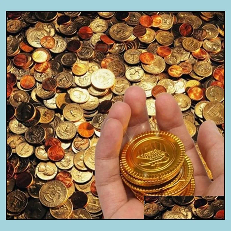 plastic gold pirate coins birthday christmas holiday favor treasure coin goody party loot bag pinata filler toy favortheme decoration