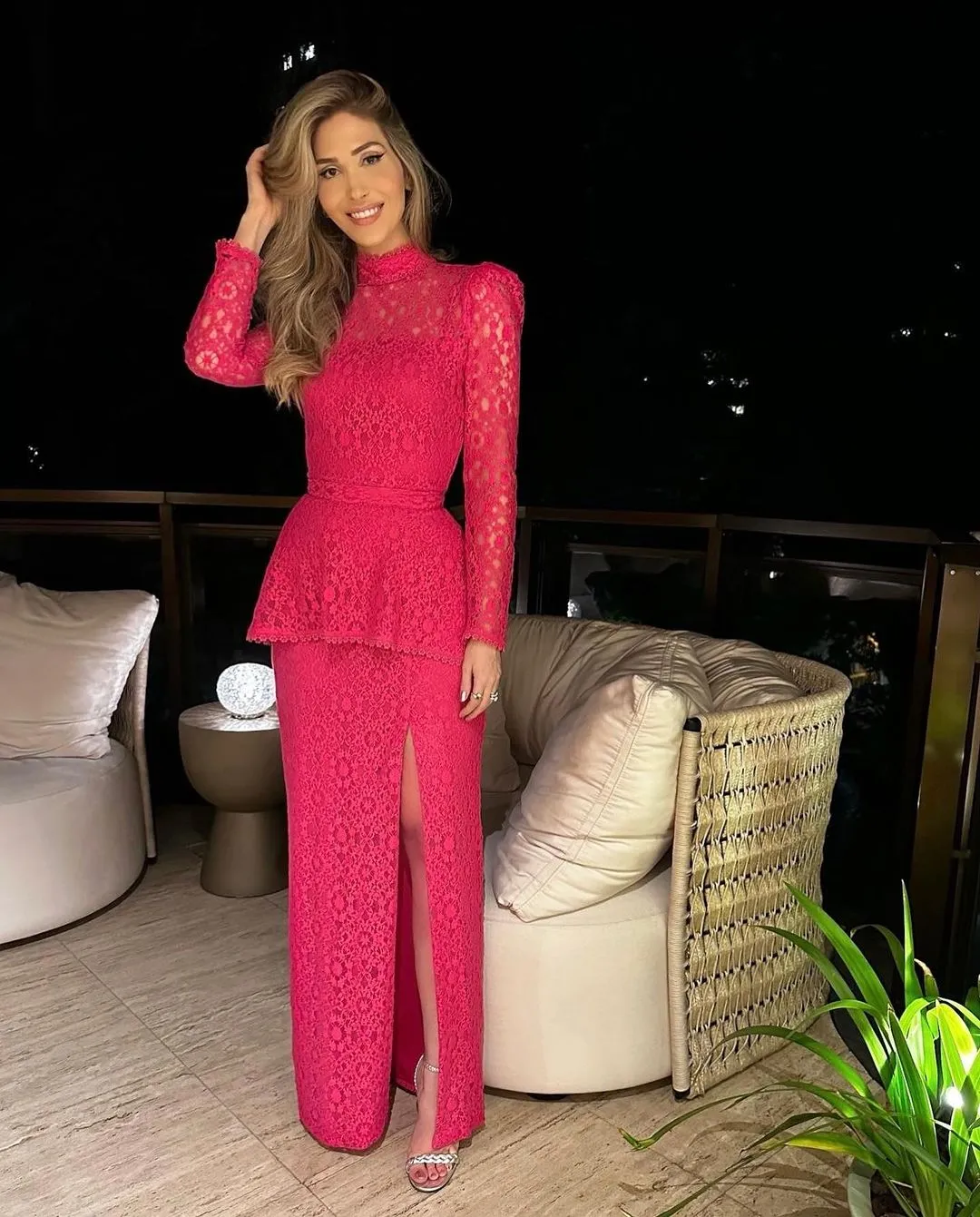 2023 Nov Aso Ebi Arabic Fuchsia Sheath Mother Of The Bride Dresses Lace Evening Prom Formal Party Birthday Celebrity Mother Of Groom Gowns Dress ZJT019
