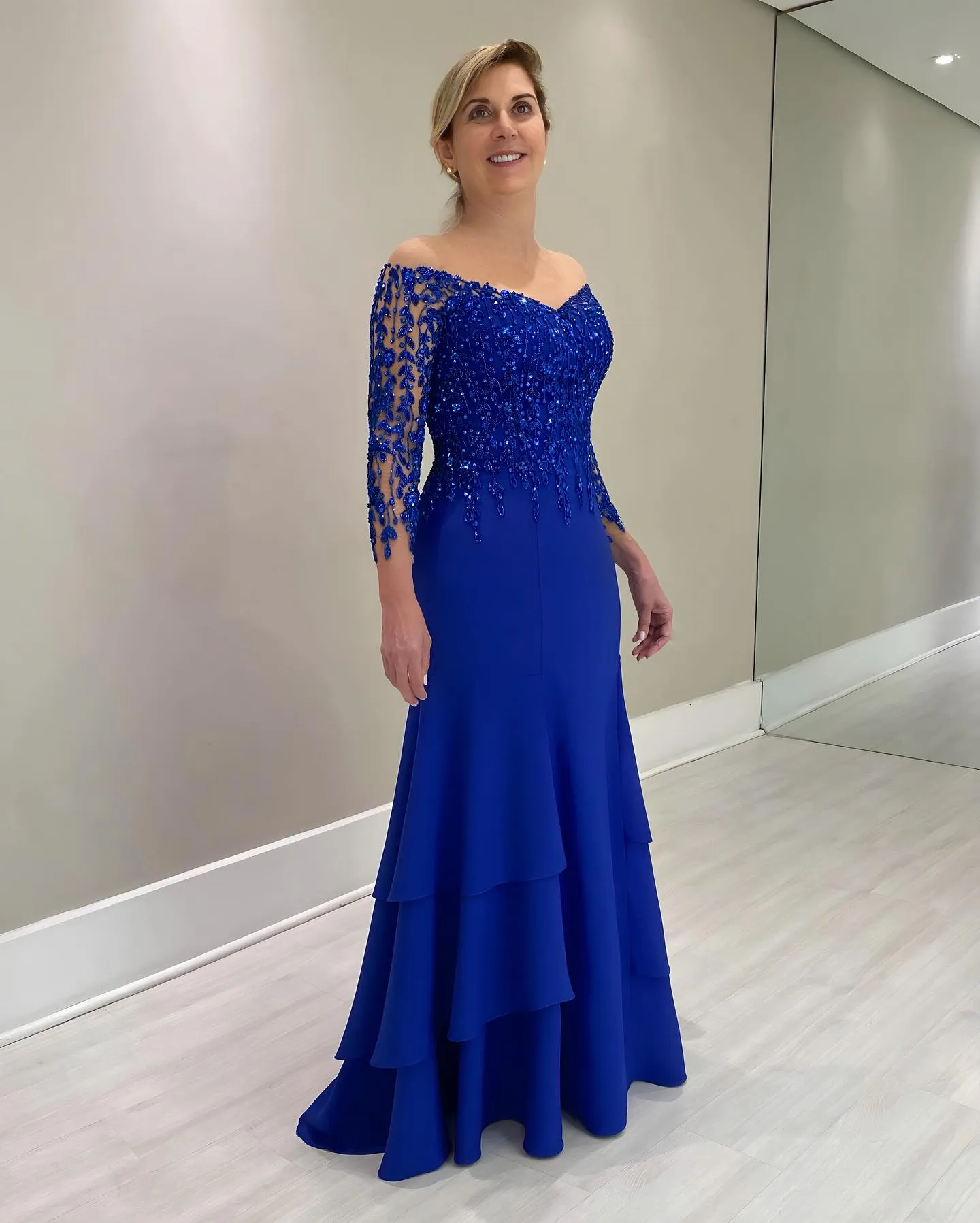 2023 Nov Aso Ebi Arabic Royal Blue Mermaid Mother Of The Bride Dresses Beaded Lace Evening Prom Formal Party Birthday Celebrity Mother Of Groom Gowns Dress ZJT018