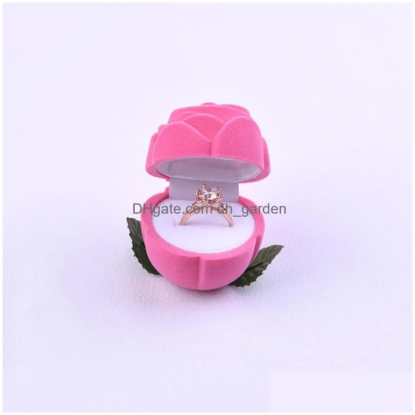 rose velvet jewelry box rose ring box fashion creative earrings storage box jewelry case for girls