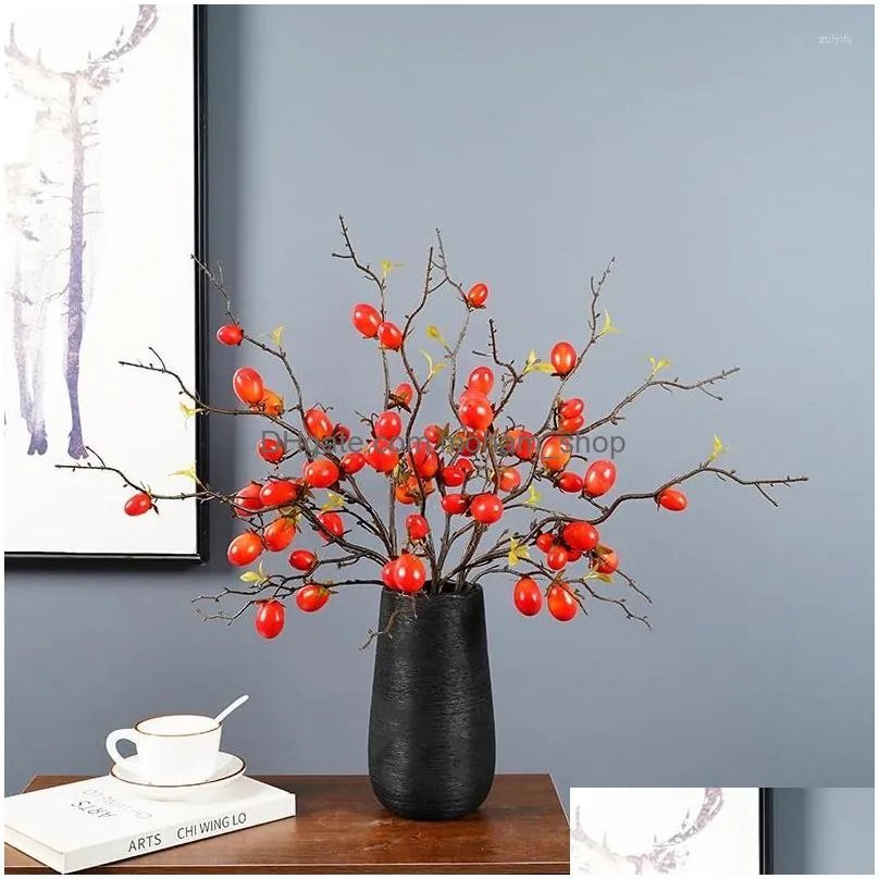 decorative flowers artificial red berries indoor decoration small tomato branches porch pography props plants