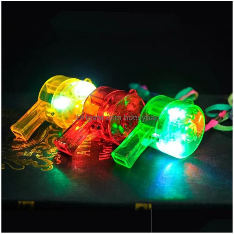 hot 6x3cm multi color led flashing whistle blinking bar whistle light kids toys for party favors fast shipping f2017743