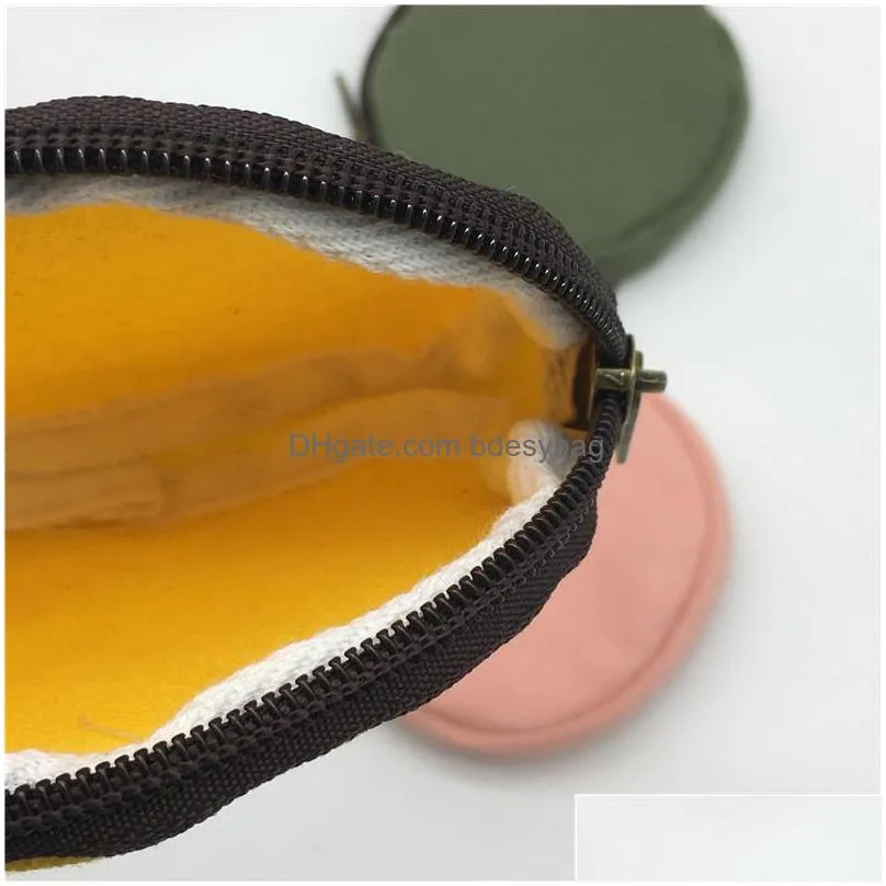 colorful blank round canvas zipper pouches cotton cosmetic bags makeup bags cotton canvas coin purse lx0733