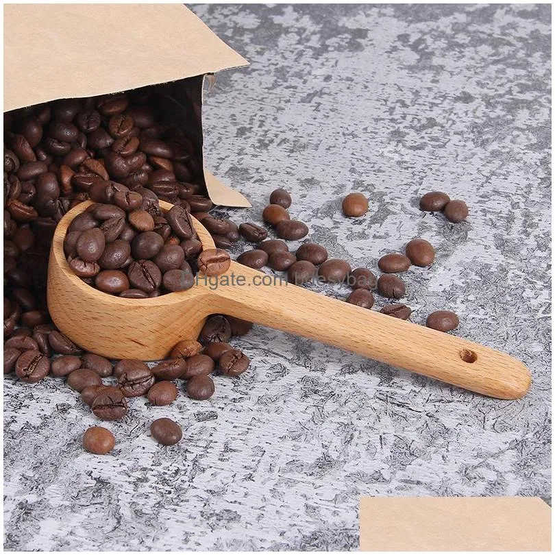 long handle wooden measuring spoon wooden coffee spoon kitchen soup spoons home kitchen measuring tools lx4179