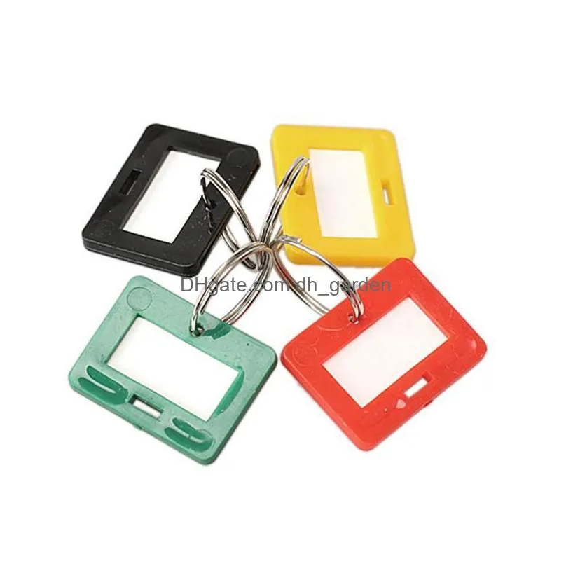 new arrival plastic men keychain luggage key tags mix style id label name colorful key tags split ring keychains