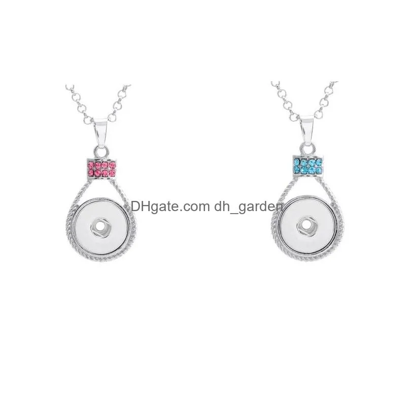 noosa colors necklace metal ginger snap button jewelry pendants necklace with crystal chain interchangeable button crystal pendants