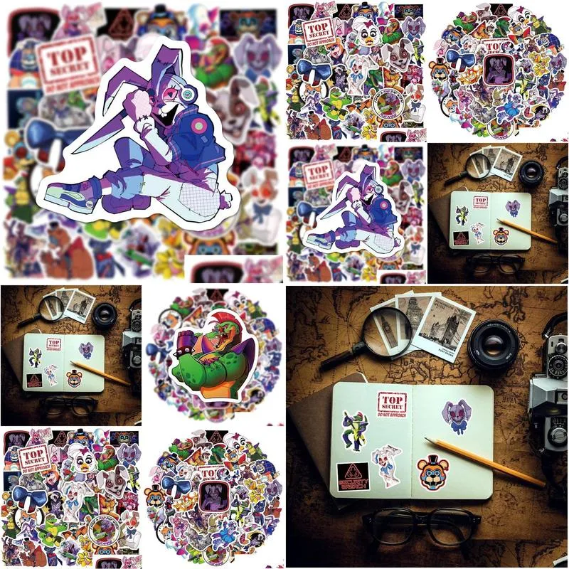 10/50Pcs/pack Fnaf Stickers Cartoon Anime Game Security Breach For