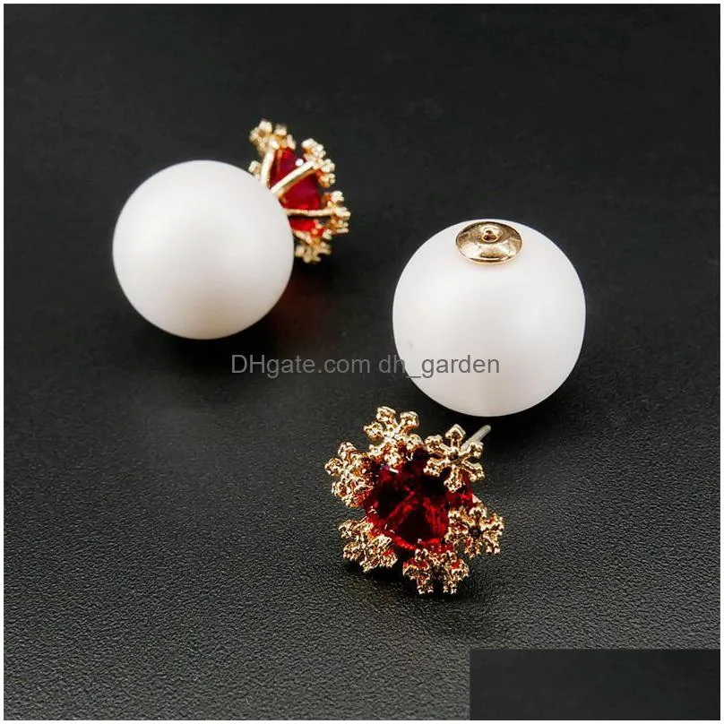 new elegant snowflake stud earrings red ball flower earrings for women 925 sterling silver ear pin 3 colors