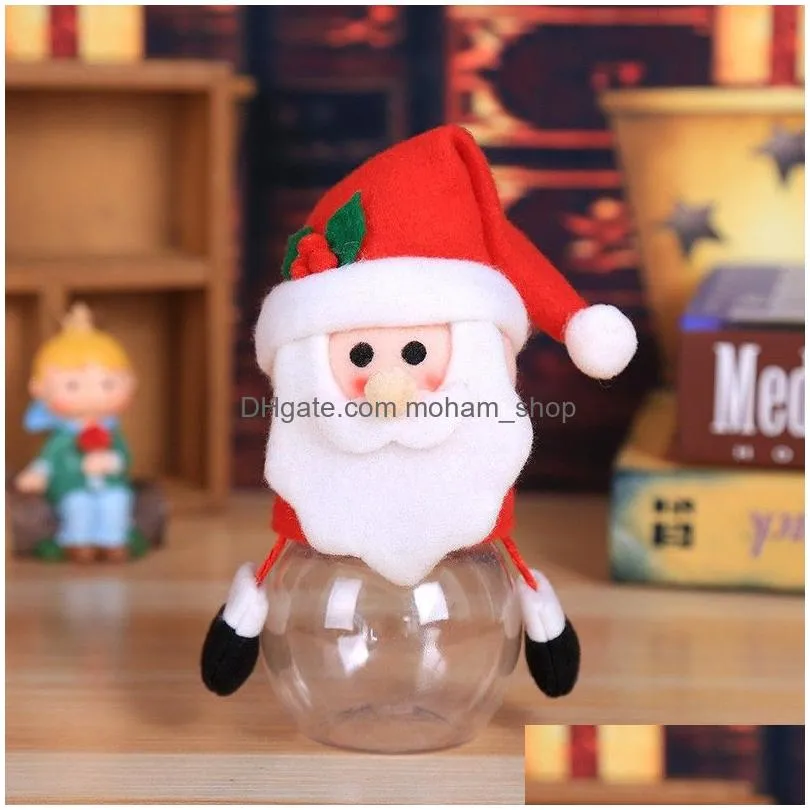christmas candy cans plastic transparent gift boxes elderly snowmen elk christmas supplies decorative childrens small gifts