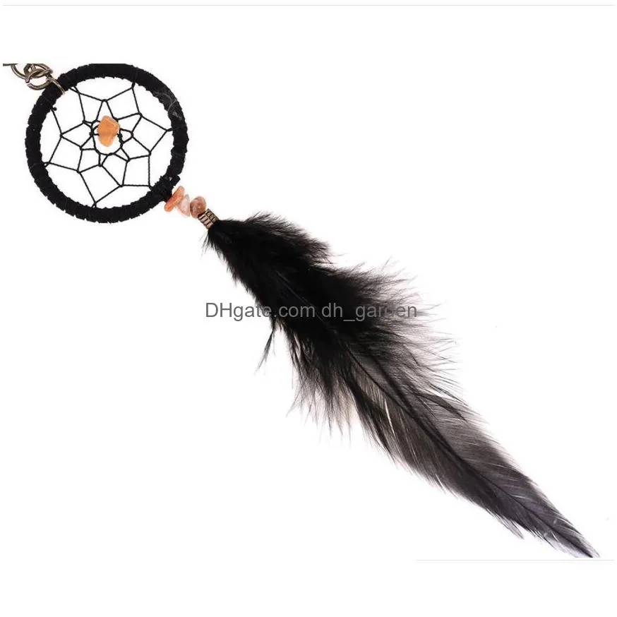 beads dreamcatcher keychain feather wind chimes dream catcher tassel leaves key chain women vintage indian style keychain