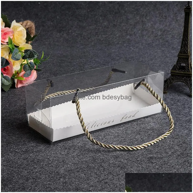 18.5cmx6.5cmx6.5cm clear transparent packing box with tray baked cookie birthday gift cake box lx1171