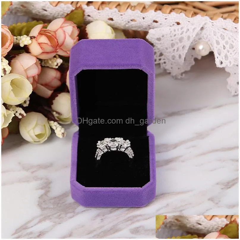  elegant simplicity velvet engagement wedding earring ring pendant jewelry display colorful storage box case