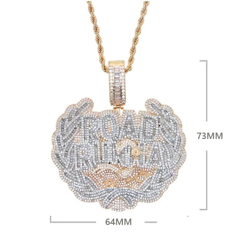 pendant necklaces iced out bling cz letter road runna necklace cubic zirconia two tone color badge charm men fashion hip hop jewelry