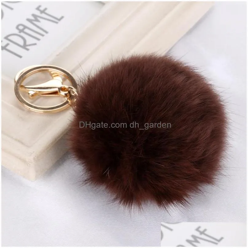 soft faux leather fur pompom keychain rabbit hair handbag keyring hotsale women new lovely car keychain