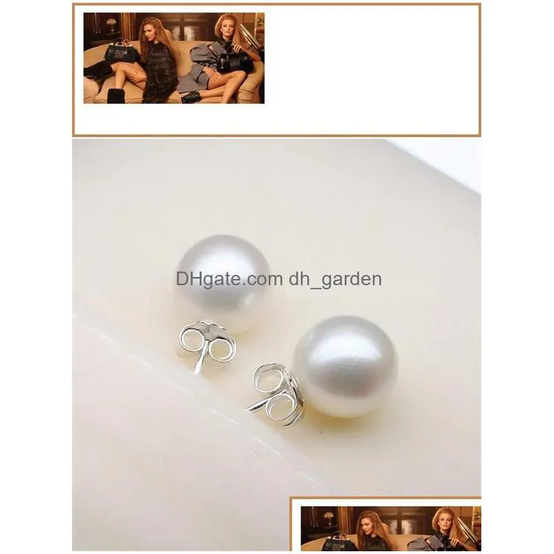  925 sterling silver pearl earring jewelry romantic charm simple 6/8/10 mm pearl ball earrings