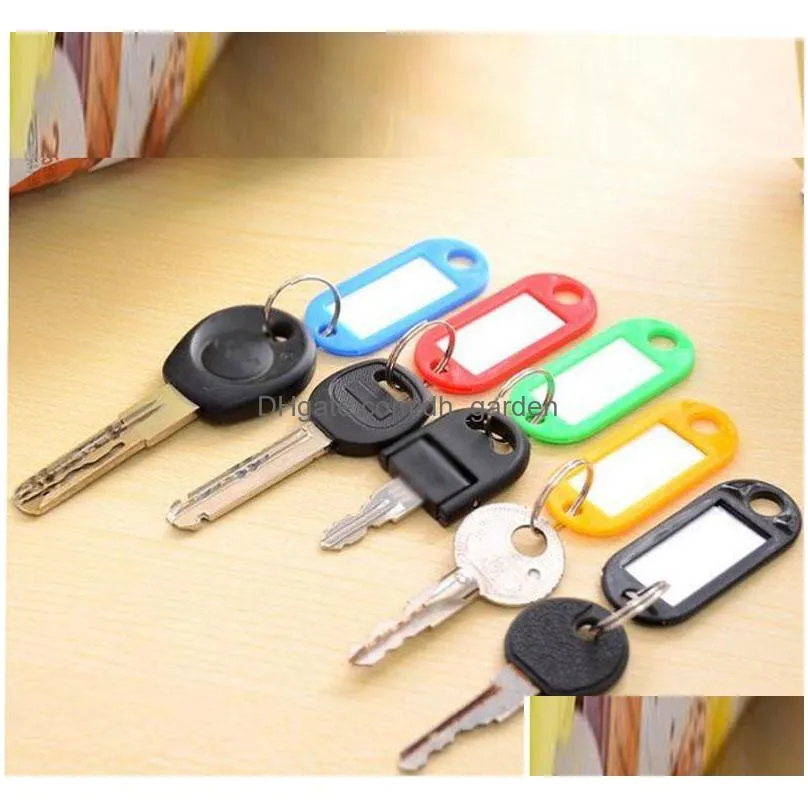 mix color plastic keychain key tags id label name tags with split ring for baggage key chains key rings