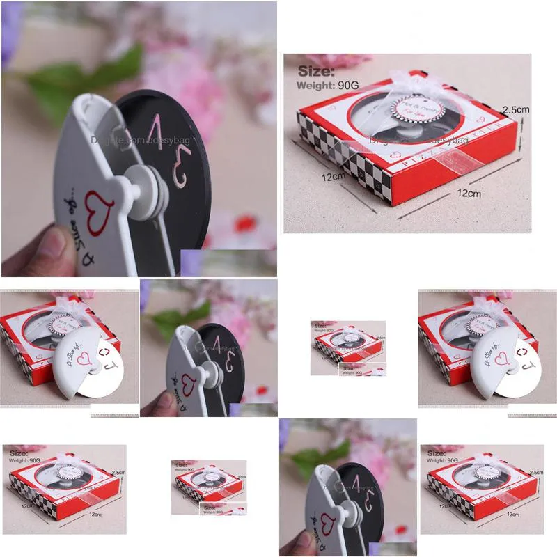 wholesale a slice of love stainless steel love pizza cutter in miniature pizza box wedding favors and gifts for guest wa2024