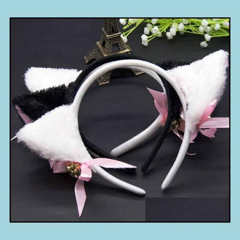 halloween cat fox fluffy devil ears bells headband costume fancy dress anime neko cosplay hair band party christmas pferformance props