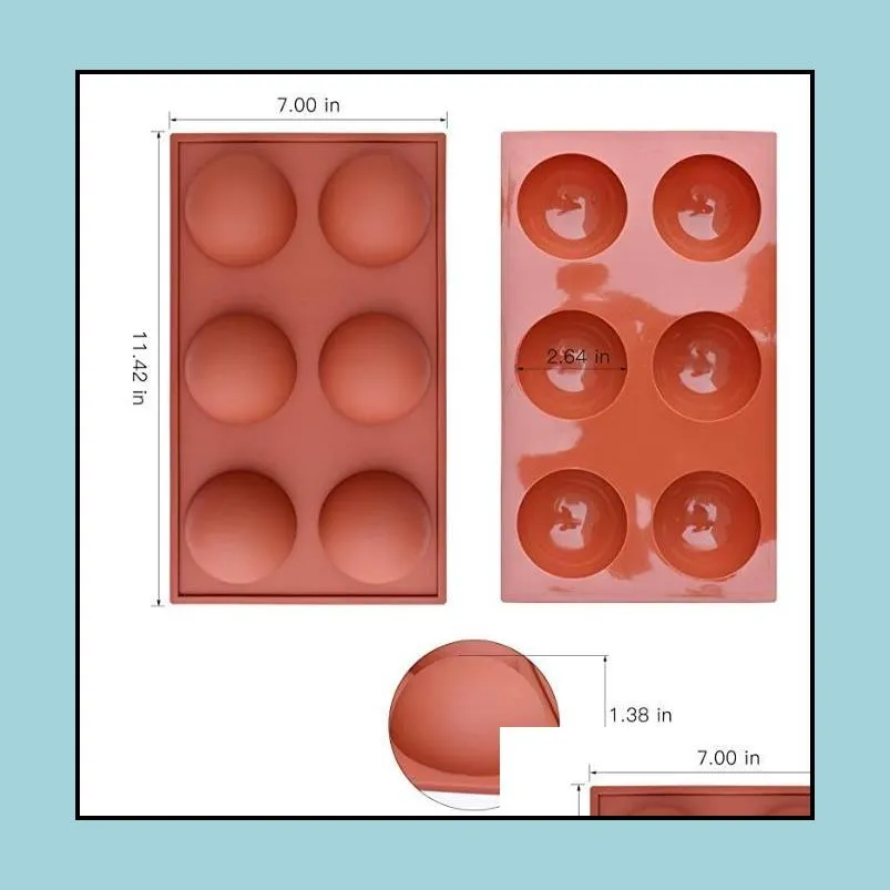 large 6 cavity silicone round molds for baking chocolate ice cube nonstick moulds jelly pudding cupcake pan tray