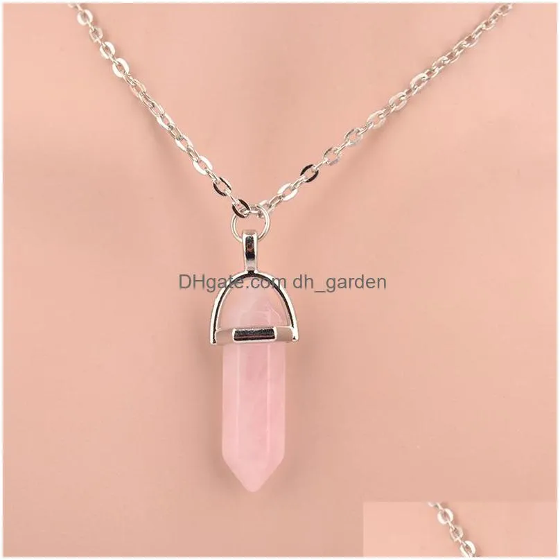 hexagonal prism pendant bullet shaped pendant necklaces natural stone necklace quartz turquoise pendant for men women gift