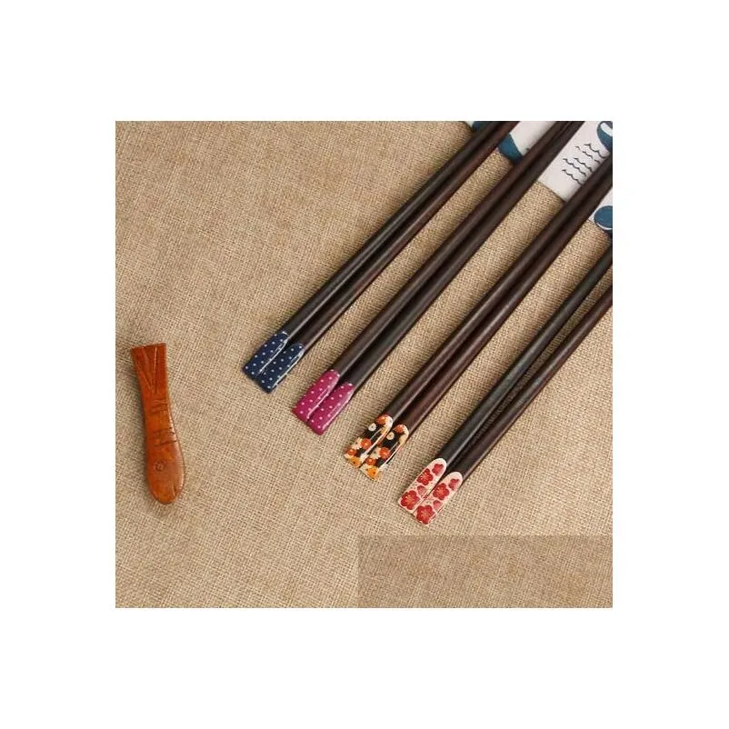 japanese-style natural wooden chopsticks cherry flower home restaurant kids chop sticks sushi children gift for family