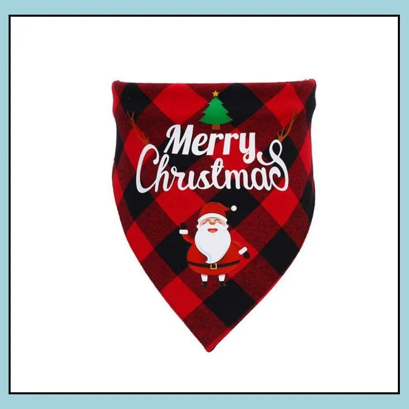 dog bandana apparel christmas classic plaid pet scarf bibs kerchief merry xmas santa snowman print for small medium large animals cotton red