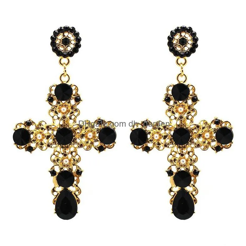 women fashion earrings  gold cross earring sweet metal with bijou dangle earrings for women accessories