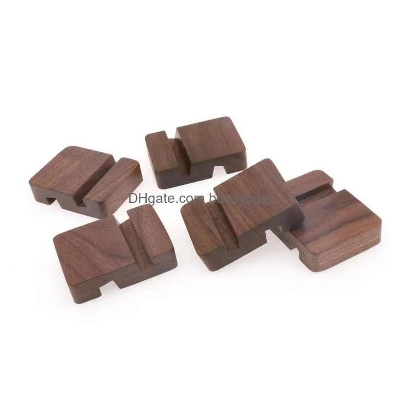 creative solid wood black walnut mobile phone holder flat support desktop simple beech lazy mobile phone base wooden base lx3039