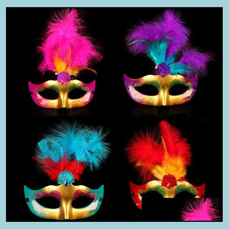 masks princess gold dust feather mask fluffy feathers halloween costume ball masquerade party mask gifts