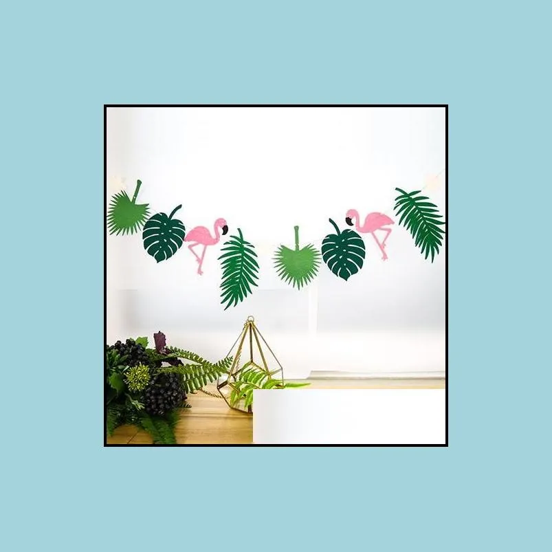 hawaiian tropical flamingo pineapple banner felt flag garland bunting summer party wedding christmas hen night baby shower decoration