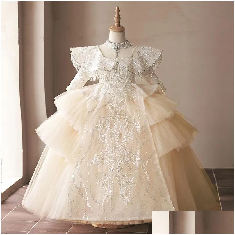 Flower Girls` Dresses Gracef Lace Flower Girl Dresses For Wedding Long Toddler Pageant Gowns Tle Ball Gown First Communion Dress Liltt Otrpo