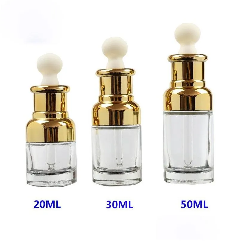 Packing Bottles Wholesale Gold Glass Dropper Bottle 20 30 50Ml Luxury Serum Bottles With Shinny Cap For  Oil Dh3133 Drop Deli Dhngc