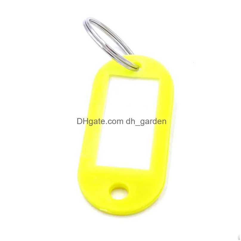 mix color plastic keychain key tags id label name tags with split ring for baggage key chains key rings