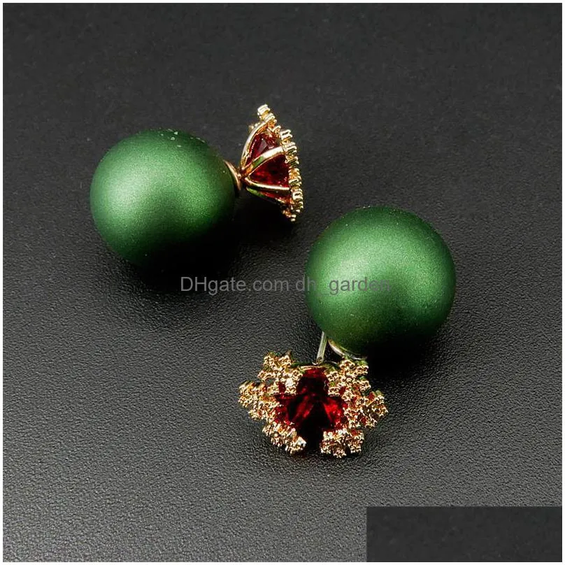 korean earring lady elegant red snowflake 925 sterling silver ear pin ball flower stud earrings for women