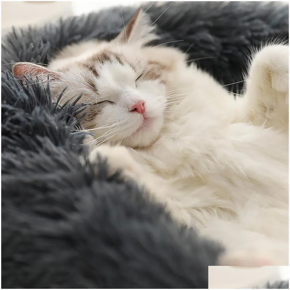 round soft large cat bed fur warming pet dog beds for small medium dogs cats nest winter warm sleeping cushion puppy mat wy1318yfa