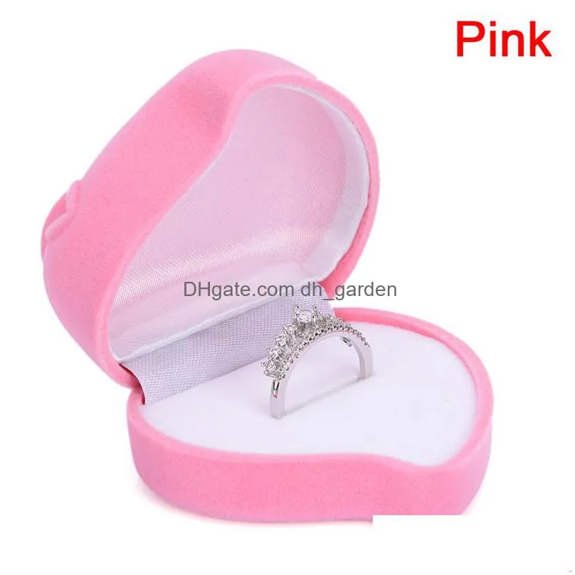new novelty romantic velvet ring boxes rose heart shaped ring box jewelry display box gift wedding ring storage case