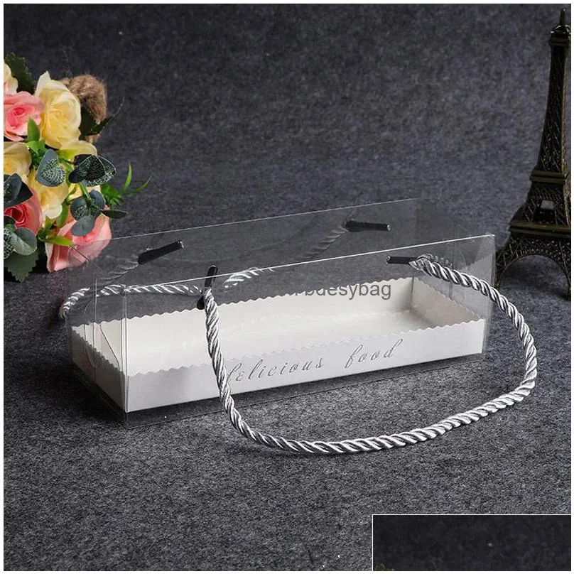 18.5cmx6.5cmx6.5cm clear transparent packing box with tray baked cookie birthday gift cake box lx1171