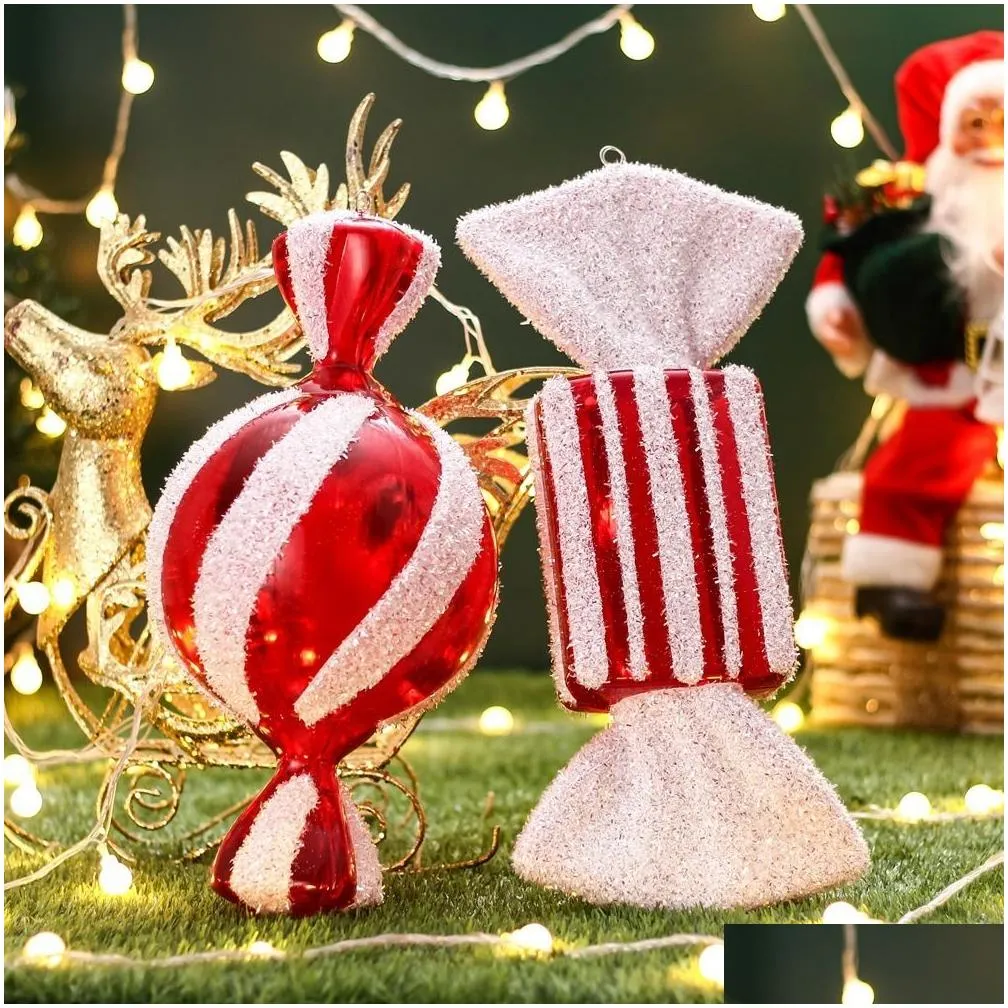 Christmas Decorations Christmas Decorations Large Painted Candy Cane Red White Artificial Lollipops Xmas Tree Hanging Pendant For Year Dhlj6