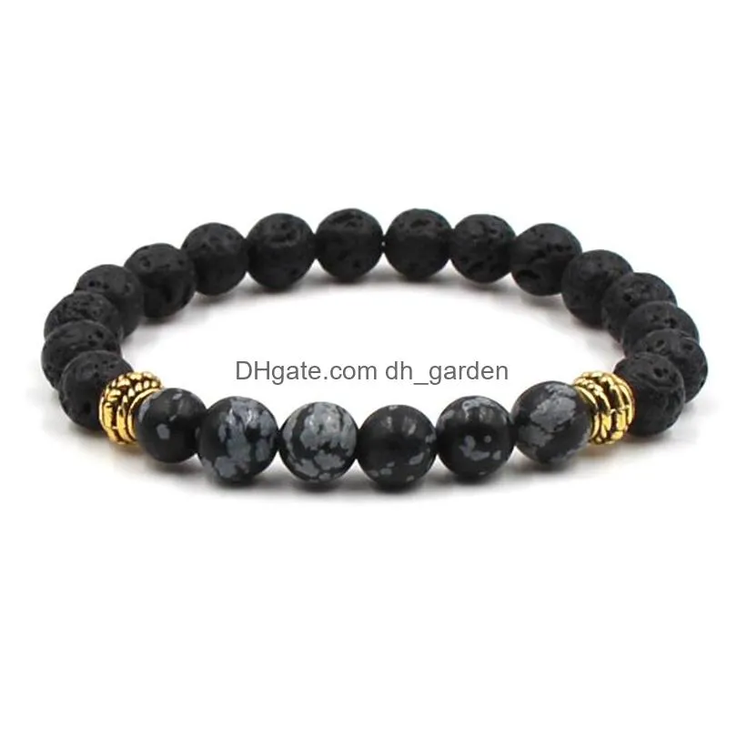 Charm Bracelets Fashion Natural Cross Black Lava Stone Beads Elastic Bracelet Essential Oil Diffuser Volcanic Rock Beaded Br Dhgarden Dhdyp