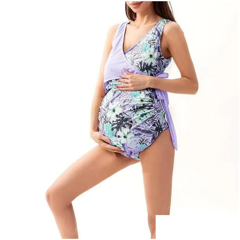 Swimwear for Pregnant Women Swiming Wear One Piece Pregnancy Swimsuit Sexy Suspender Swim Suit Plus Size Maternity Bathing Suits