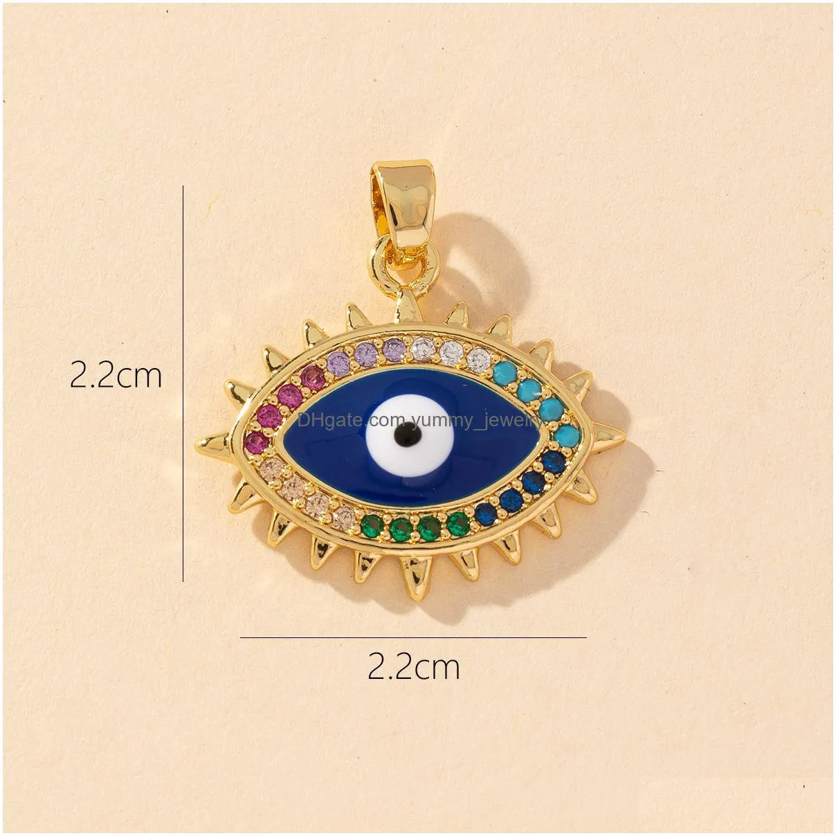 Charms Voleaf Big Blue Evil Eye Charms Pendant For Necklace And Earrings Gold Plated Copper Zircon Jewelry Findings Diy Vjc101 Drop De Dh2Sj