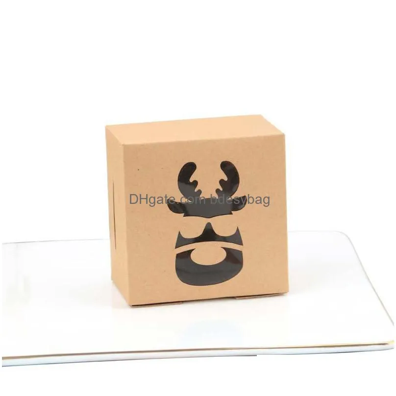 christmas kraft paper cookie gift boxes candy box bags food packaging box christmas party kids gift new year 10x10x6.3cm lx4426