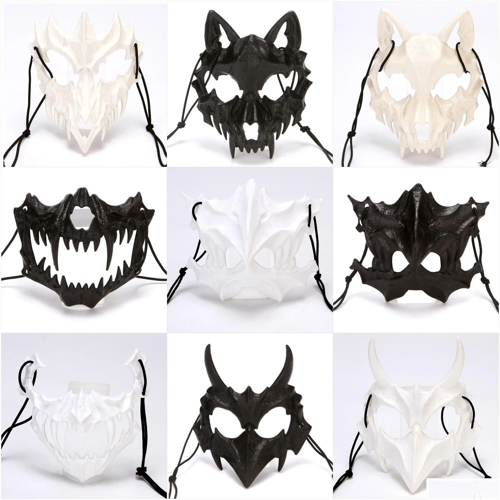 Party Masks Halloween Party Masks Japanese Writer Cos Animal Horror Props Mask Tiger Dragon God Yasha Tiangou Costume Wholesale Drop D Dhus9