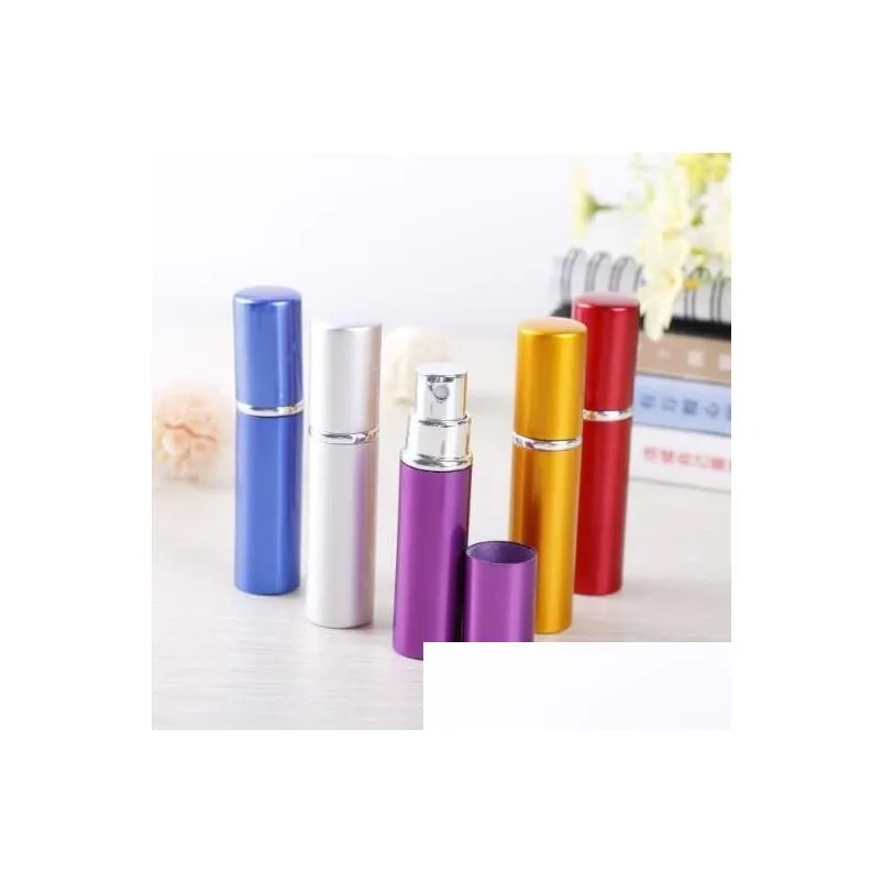 Packing Bottles Wholesale Refill Bottle Black Color 5Ml Mini Portable Refillable Per Atomizer Spray Bottles Empty Cosmetic Containers Dhoya